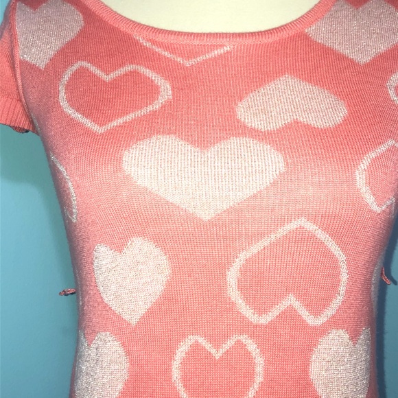 Vintage pink capped sleeve heart top - Picture 2 of 8